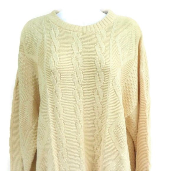 Vintage Sweaters - Vintage Sweater Chunky Chain Knit Oversized Creme